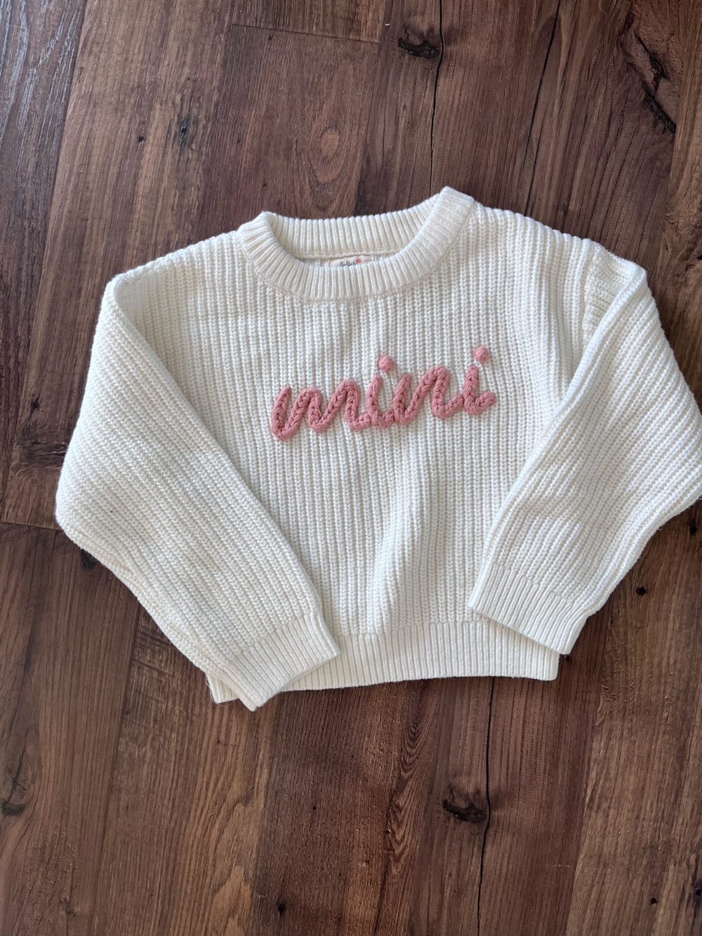 Tullabee Cream Knit Kids Sweater with Mini Script Accent size 3T/4T